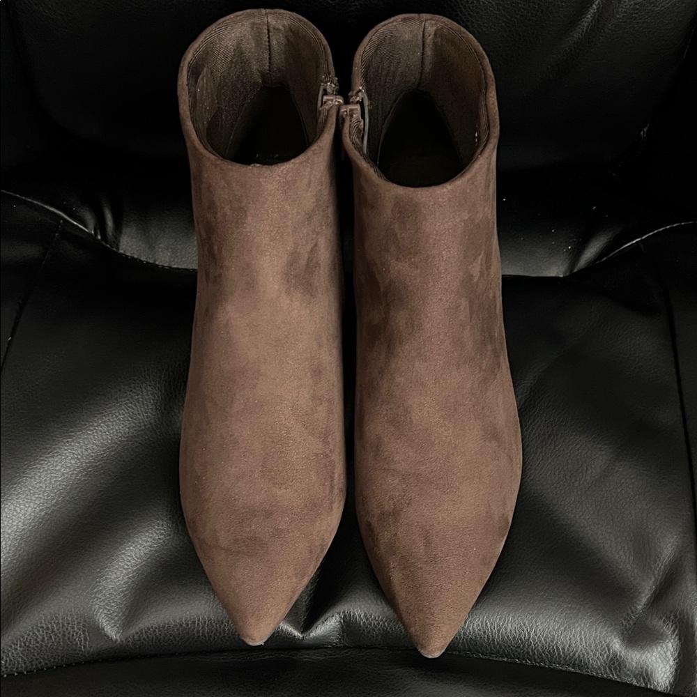 Brown Faux Suede Ankle Boots